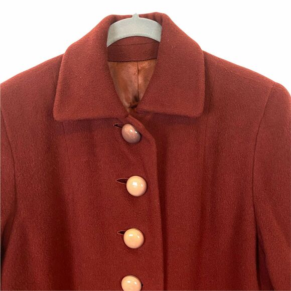 Penn Traffic Co Overcoat Vintage 50's Women's Rust Long Sleeve Collared size M/L - Picture 3 of 16